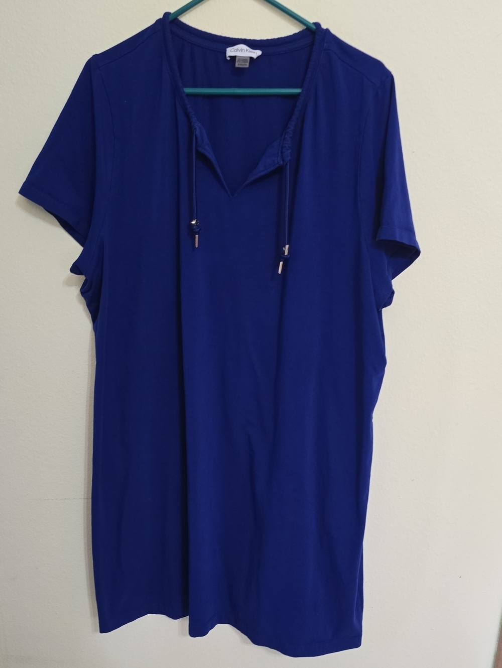 Calvin Klein Cobalt Blue Short Sleeve Tunic with Gold Hardware